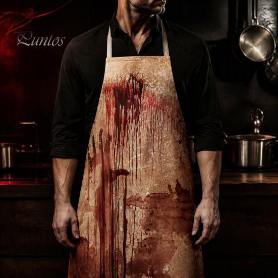Novelty Barbecue Apron Halloween Butcher with Realistic Blood Stain, Washable Protective Work Apron, Funny Prank Gift Horror Costume Prop for Cosplay