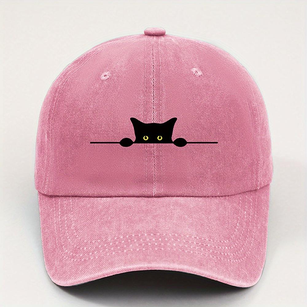 

cute black cat printed baseball cap for Unisex and Women washable casual outdoor caps breathable for summer student sun hat Adjustable