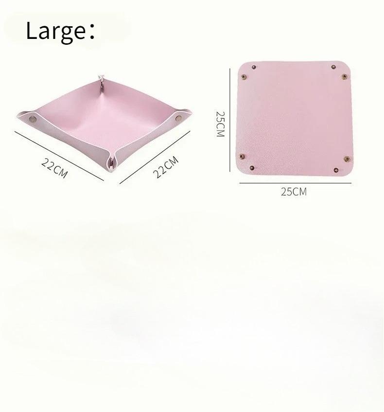 1pc 25cm/9.84in Leather Storage Tray Dice Box Coin Desktop Jewelry Box Makeup Key Tray DIY Household Folding Tray Storage Case