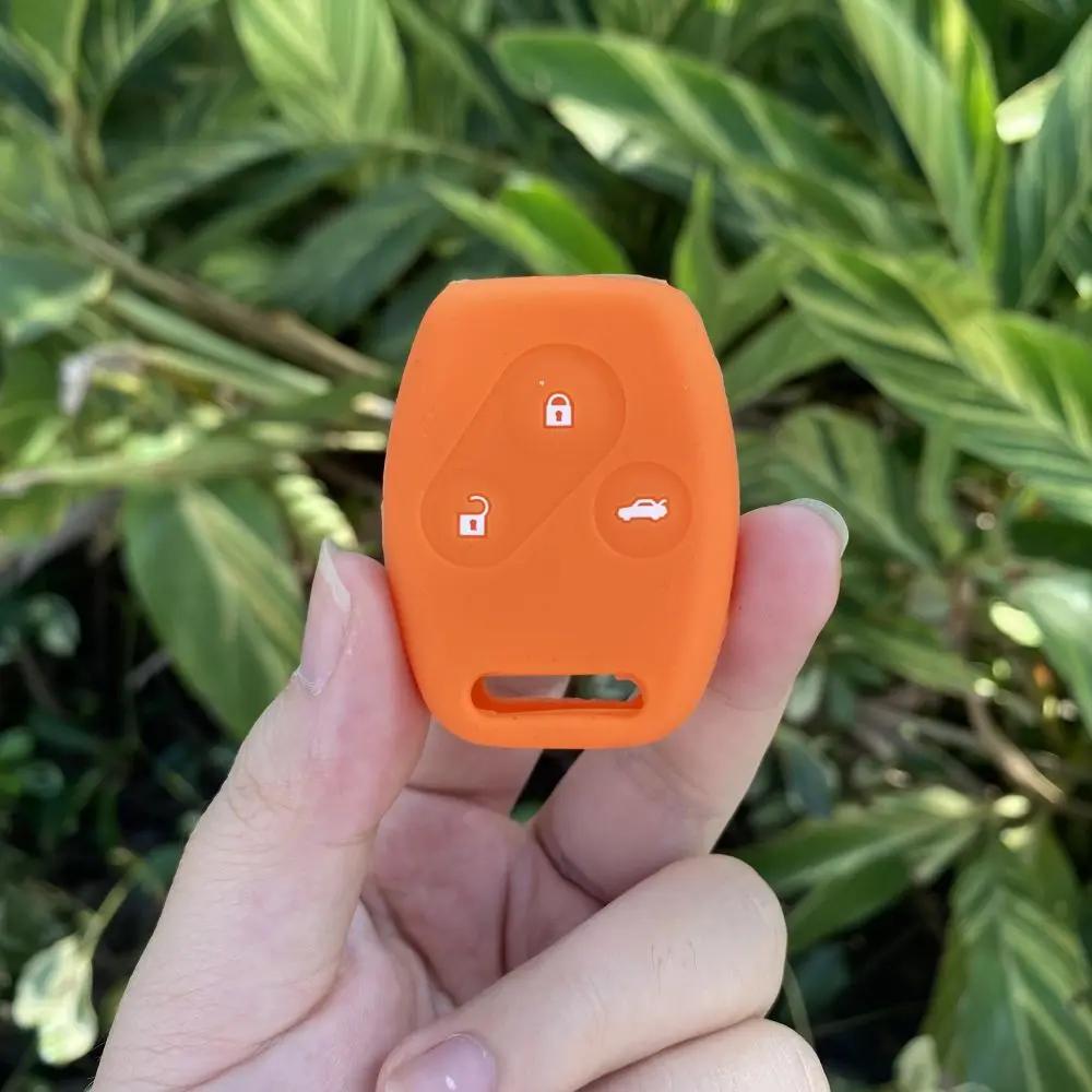 

3 Buttons Silicone Fob Key Case Protect Skin Car Cover Holder Rubber Shell for HONDA Accord Pilot CR-V CRV Civic Remote Keychain помаранчевий