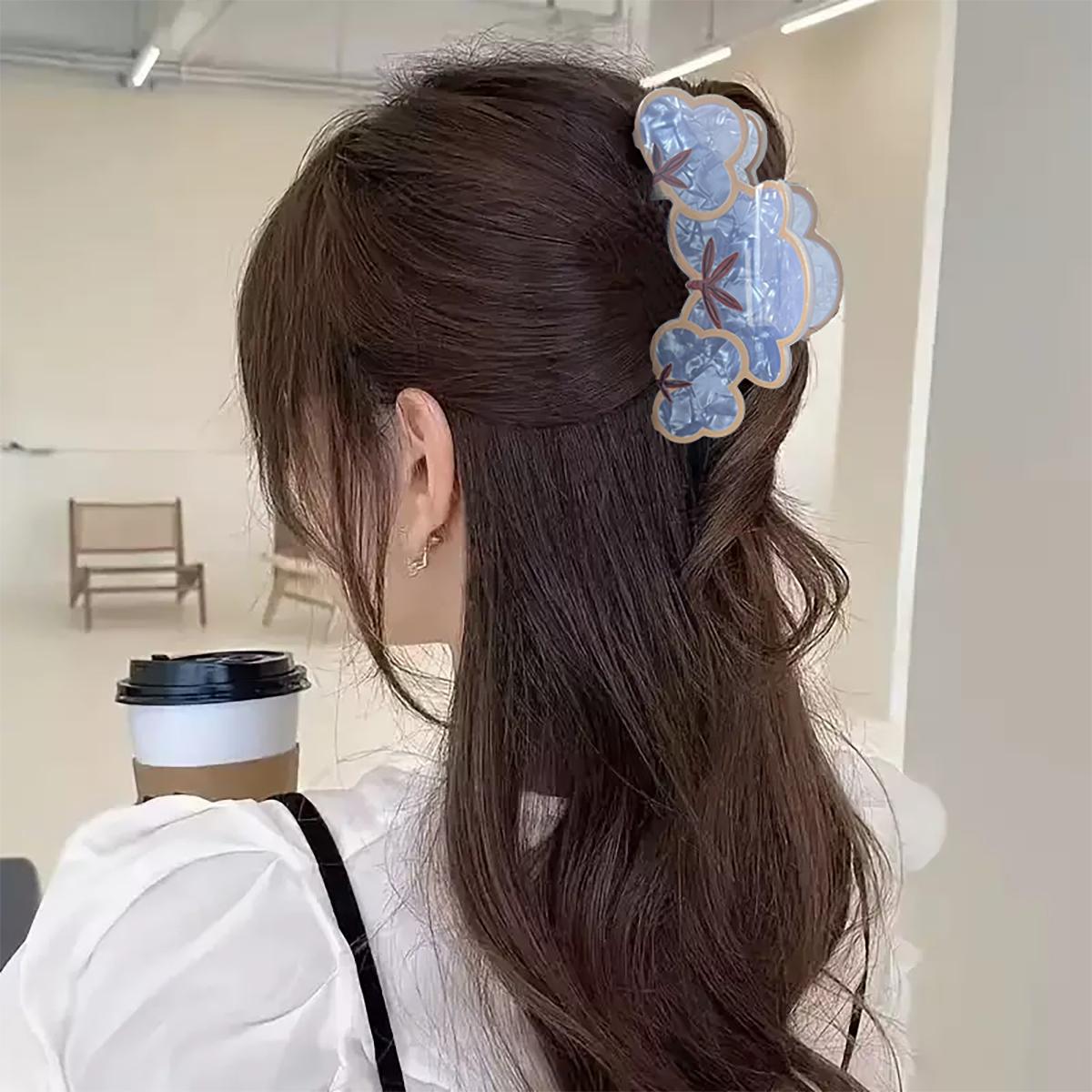 

1/2 Piece Set of Fashionable and Elegant Acrylic Leaf-Shaped Hair Clips for the Back of the Head, Bun Hair Clips, Women s Hair Accessories Suitable f