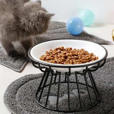 Yousheng Pet Bowl Ceramic Anti-overturn Raised Iron Stand Protect Cervical Vertebra Cats Dogs Water Food Feeding Dish Pet Supplies