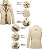 Hisitosa Long Sleeve Trench Business Coat Men's Coat, Button-Down, Cotton, Spring, Autumn, Winter, Stylish, Simple, Casual, (XXX-Large, Beige,