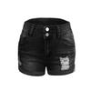 Sommer perforierte gekräuselte elastische Denim-Shorts mit hoher Taille Damenmode Damenbekleidung