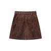 Korean Petite Women's Hip-Hugging A-Line High-Waisted Deerskin Velvet Skirt for Autumn/Winter