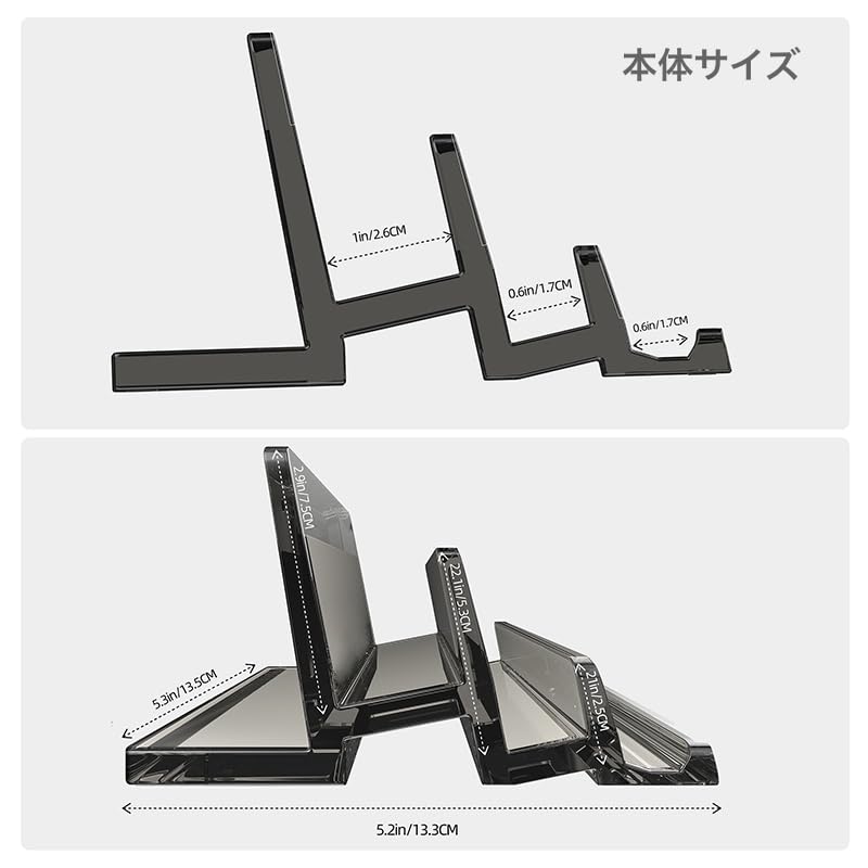 GemRich Vertical Laptop PC Stand with Tablet Storage for MacBook and Stylish Acrylic Clear Black Stand, iPad, Pro, Air, 3-Slot