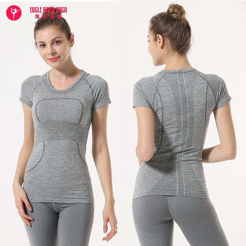 

Новая одежда для йоги женский боди с круглым вырезом спортивный быстросохнущий топ для бега куртка для йоги фитнес эластичная футболка с коротким рукавом B23 yarn-dyed gray T-shirt 2XL
