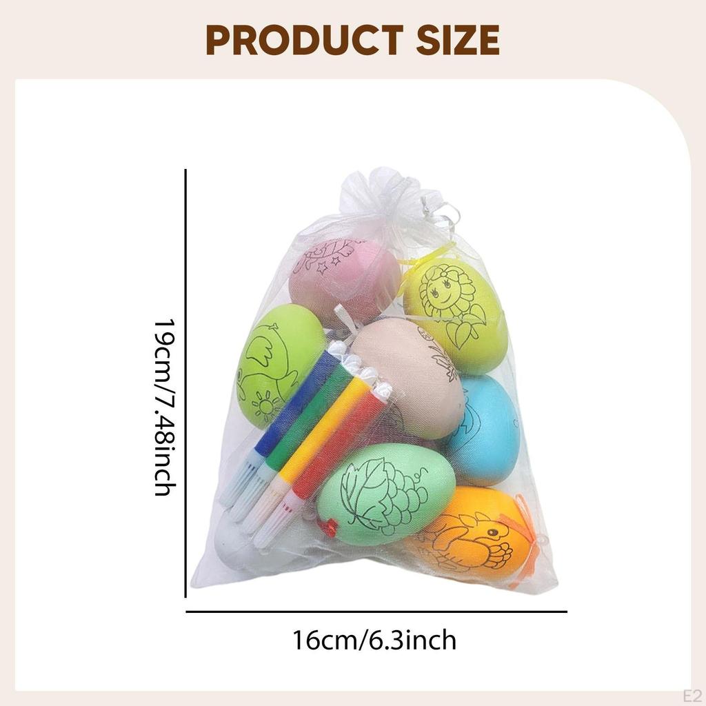 10 Pieces Easter Eggs Painting Kit DIY Decoration Paintable Eggshells Decorating Crafts Supplies for