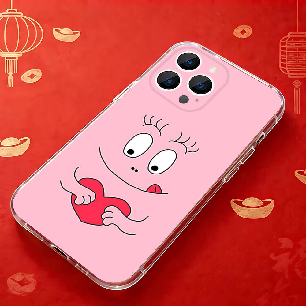 

B-Barbapapa-S CARTOON Phone Case For iPhone 17,16,15,14,13,12,11 Pro,Max,Plus,X,XS,XR,SE4,E Mini Transparent Soft Cover iPhoneX