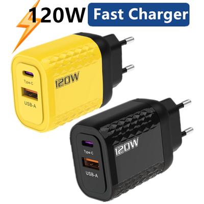 PD Fast Charging 120W Type C QC 3.0 Quick Charger Wall Adapter For iPhone iPad Xiaomi Redmi  Samsung Oneplus EU/US/UK Plug