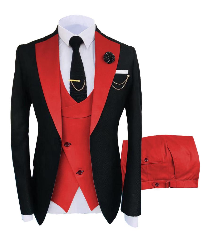 Men's Slim Fit Wedding & Business Tuxedo Suit Set with Vest & Pants