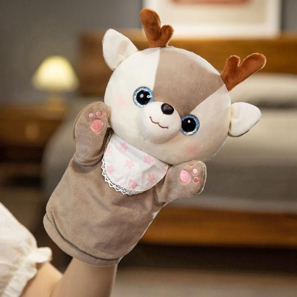 Sensory Toys Animal Plush Hand Puppet Firewood Dog Hand Finger Story Puppet Gifts