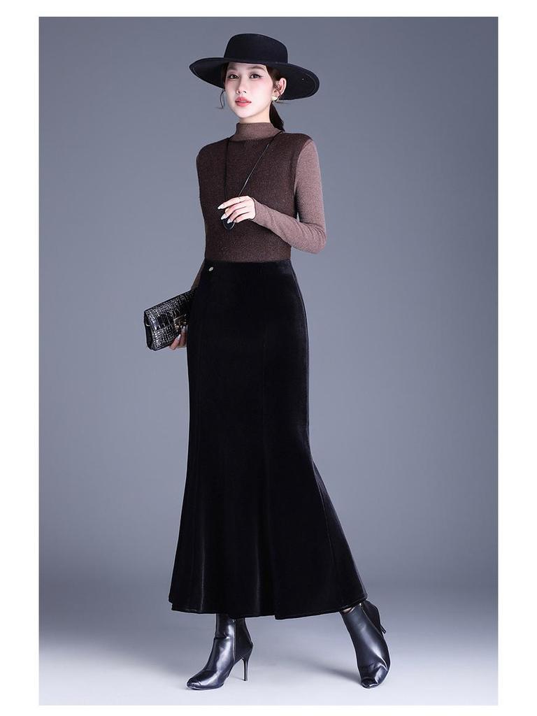 Eleganter High Waist Gold Samt Meerjungfrauenrock