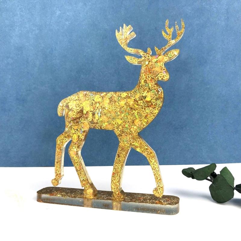Christmas Deer Resin Silicone Mold Deer Ornaments Epoxy Resin Mold for Casting Car Home Decorations Christmas Supplies