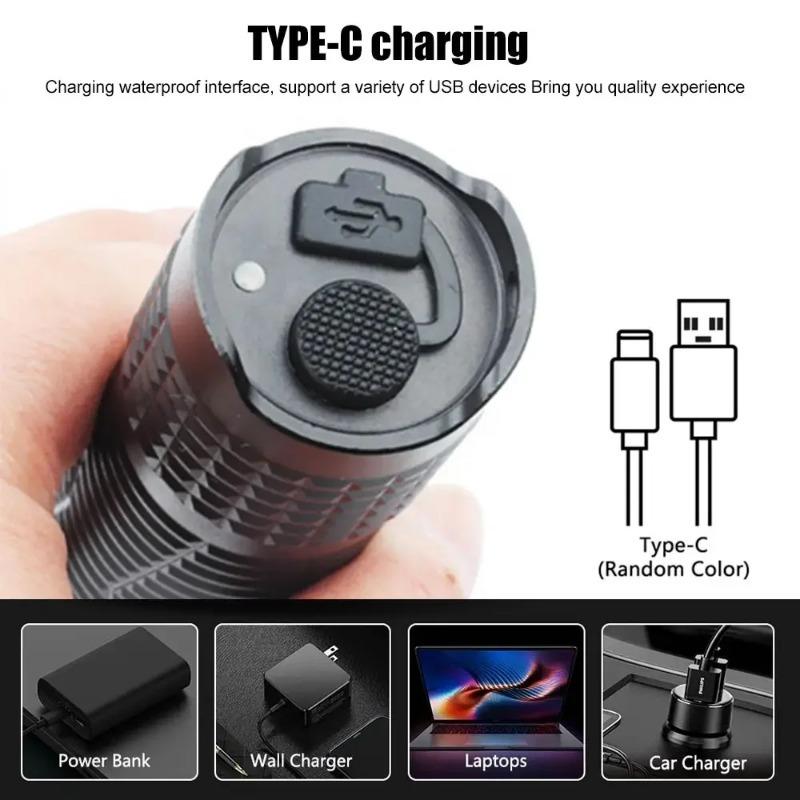 Powerful UV Flashlight 365nm Black Mirror Purple Torch Blacklight USB Rechargeable Ultraviolet Lantern for Pet Urine Detection
