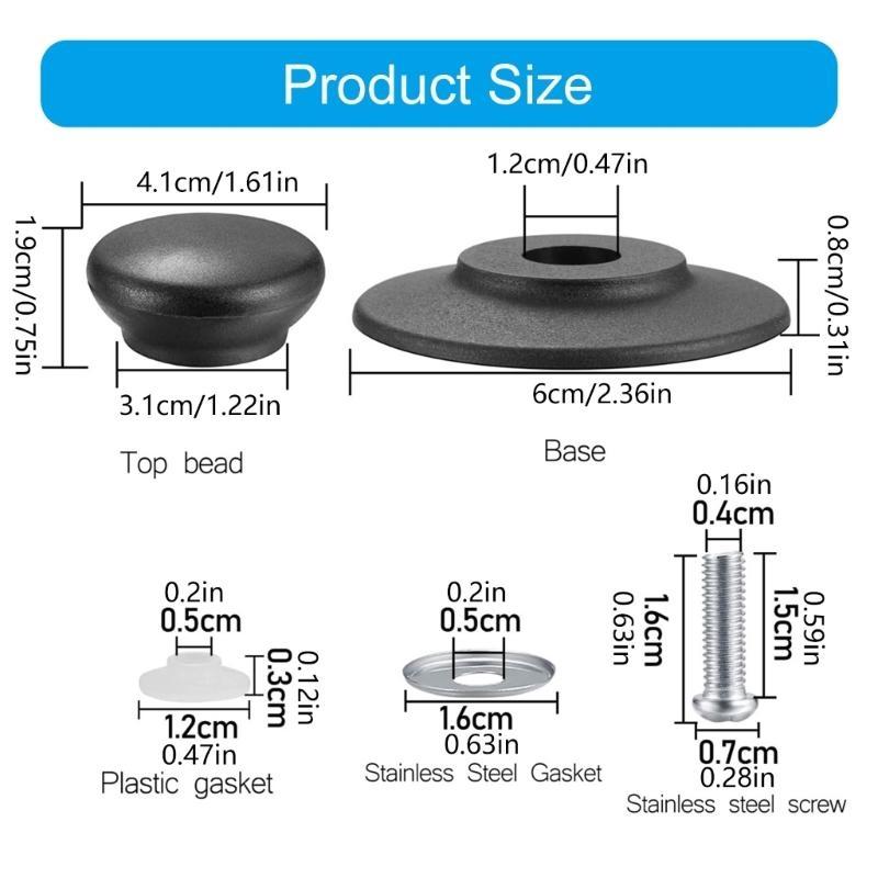 Pack of 4 Elegant Color Pot Cover Knobs Home Accessory Kitchen Supplies with Glass and Pot Lid Handles Daily Use