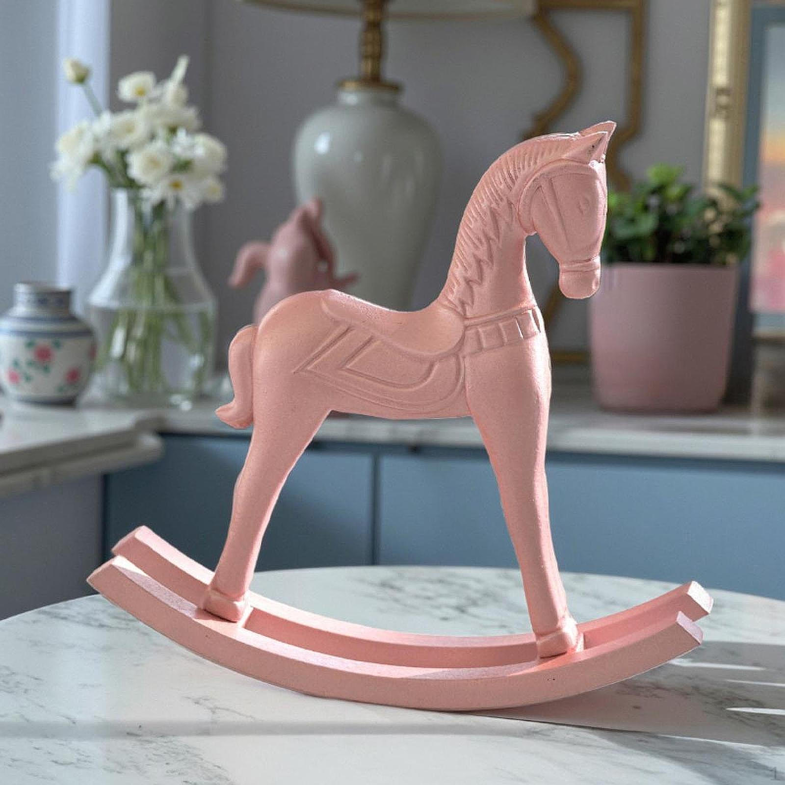 

Wooden Horse Figurine Animal Sculpture Desk Figure Paperweight Bookshelf Ornament Rocking