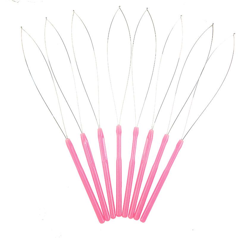 Plastic Handle Steel Wire Crochet Hook for Hair Extensions and Beading - Stainless Steel DIY Tool