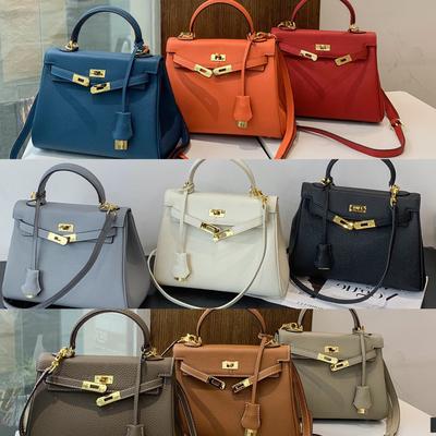 Real Leather Bag Women's Soft Leather Large New Fashionable And Versatile Lychee Pattern Top Layer Cowhide Handbag Crossbody Bag