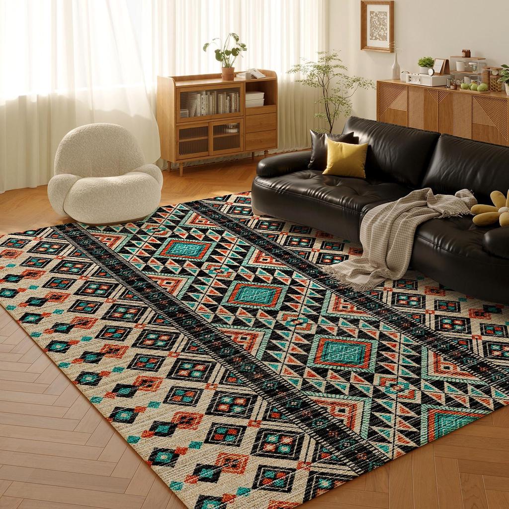 American Retro Ethnic Faux Cashmere Carpet for Living Room and Bedroom