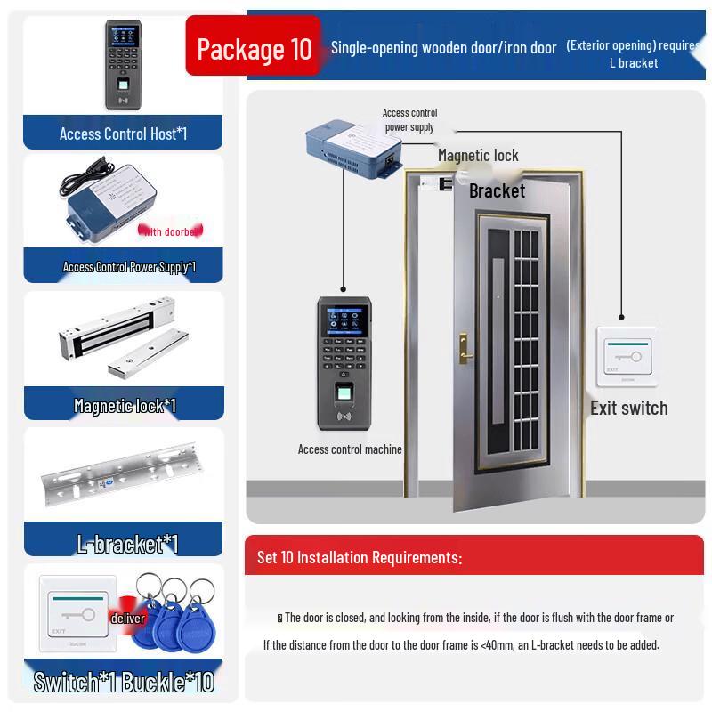 

ZUCON Fingerprint & Card Access Control System Kit CN plug (adapter included)