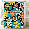 Vibrant Floral Shower Curtain Bold Beautiful Bathroom Decor in Black, White, Yellow, Blue, and Orange for Home or Hotel Use
