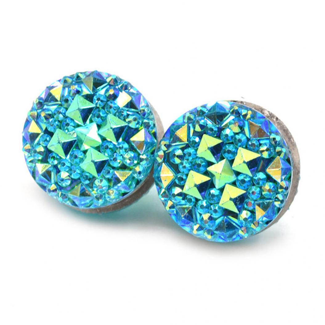 

Круглая магнитная брошь со стразами синий