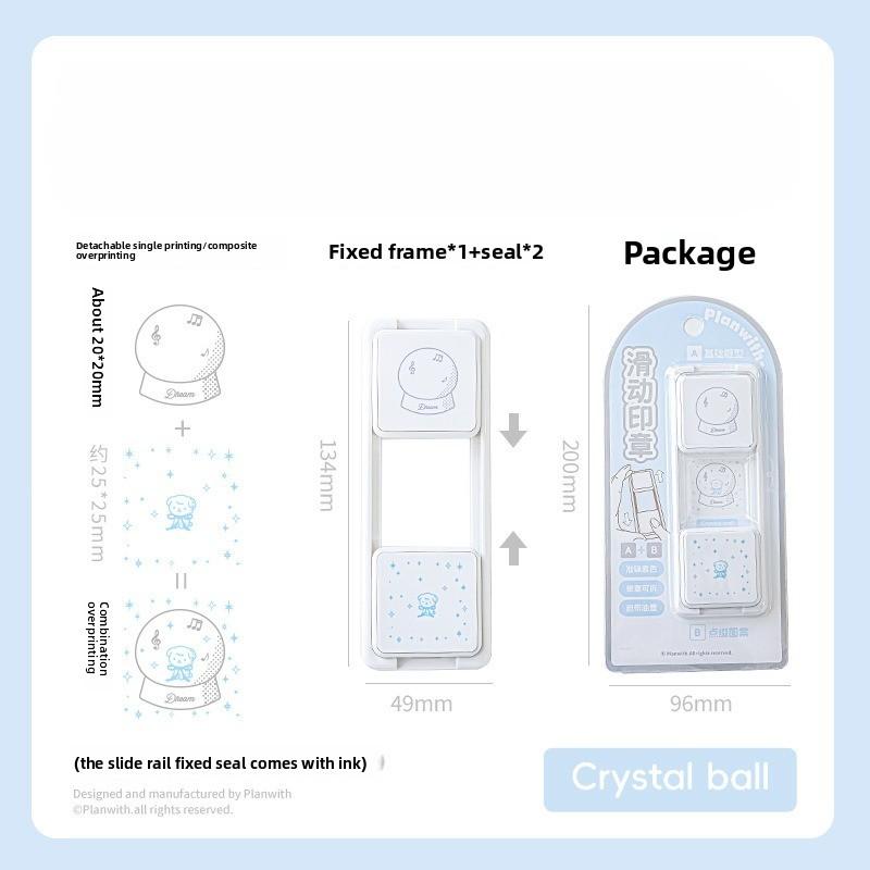 Sliding Stamp Japanese Cute Hand Account Stamp with Sliding Detachable Decorative Annotation Diagram