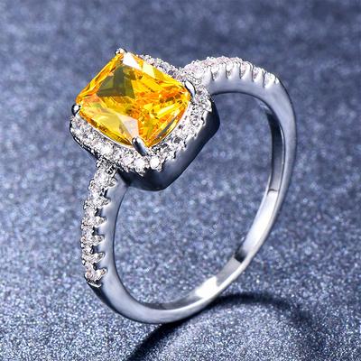 Nouvelle Bague Diamant Rose Multicolore Style Européen et Américain avec Incrustation de Zircon à la Mode et Design Simple