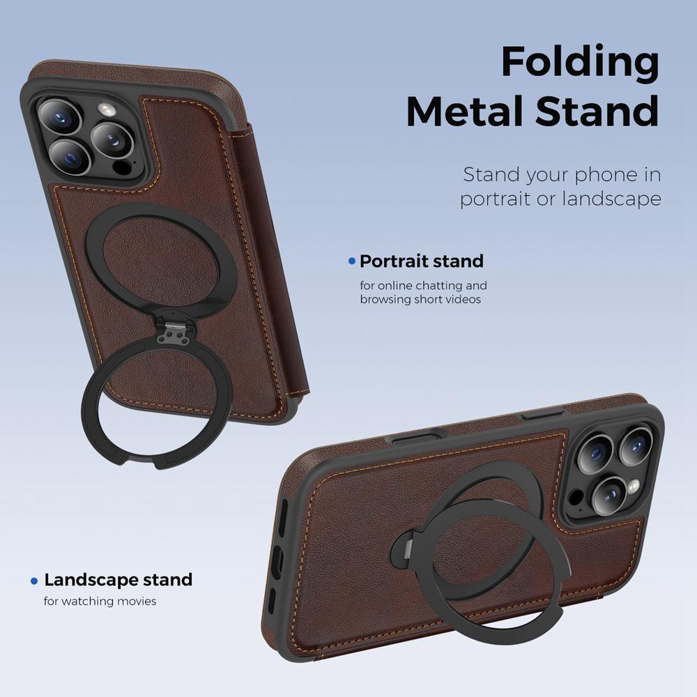 KEYSION PU Leather Flip Wallet Case for iPhone 11 12 13 14 Pro Max 14 Plus Cards Slots Magnetic 360 Ring Stand Phone Back Cover