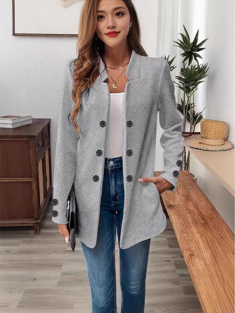 2025 Autumn/Winter European & American Women's Three-Button Double-Breasted Coat