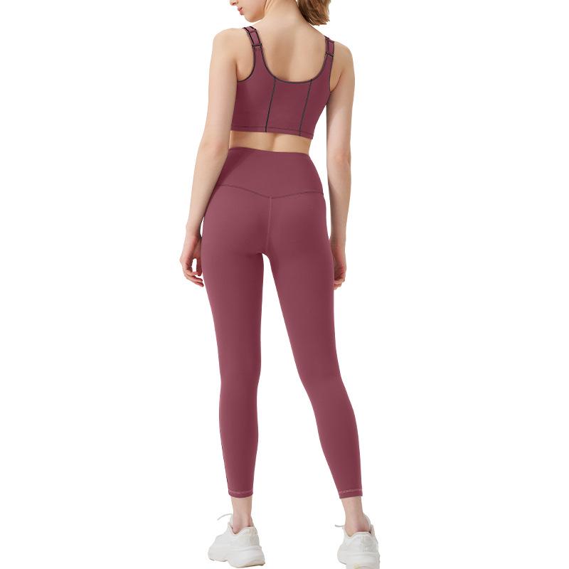 High-Performance Women's Yoga and Fitness Suit: Solid Color, High-Elastic, Tight Fit