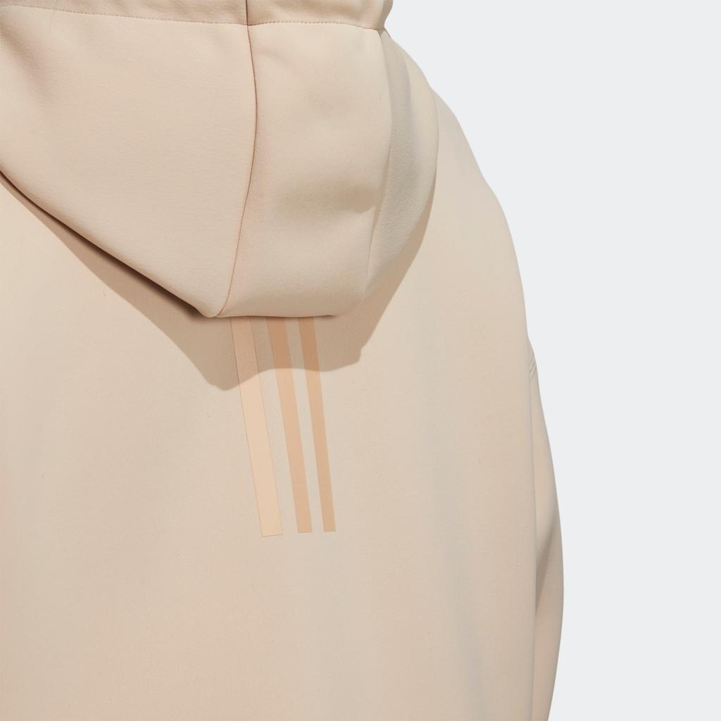 Adidas New Knit Jacket With Zipper And Drawstring Hood Women Outerwear Beige HZ7012