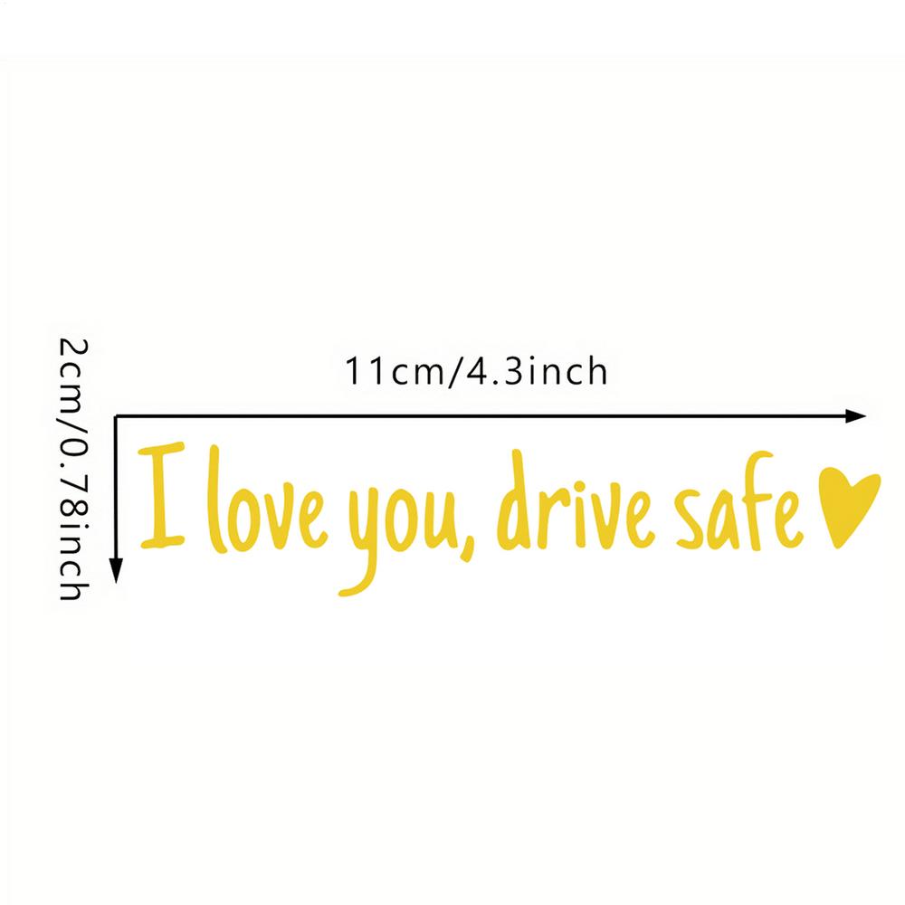

I Love You, Drive Safe Rearview Mirror Decal heart-shaped Safety Reminder Durable Vinyl Car Decal Sticker For Women Drivers жовтий