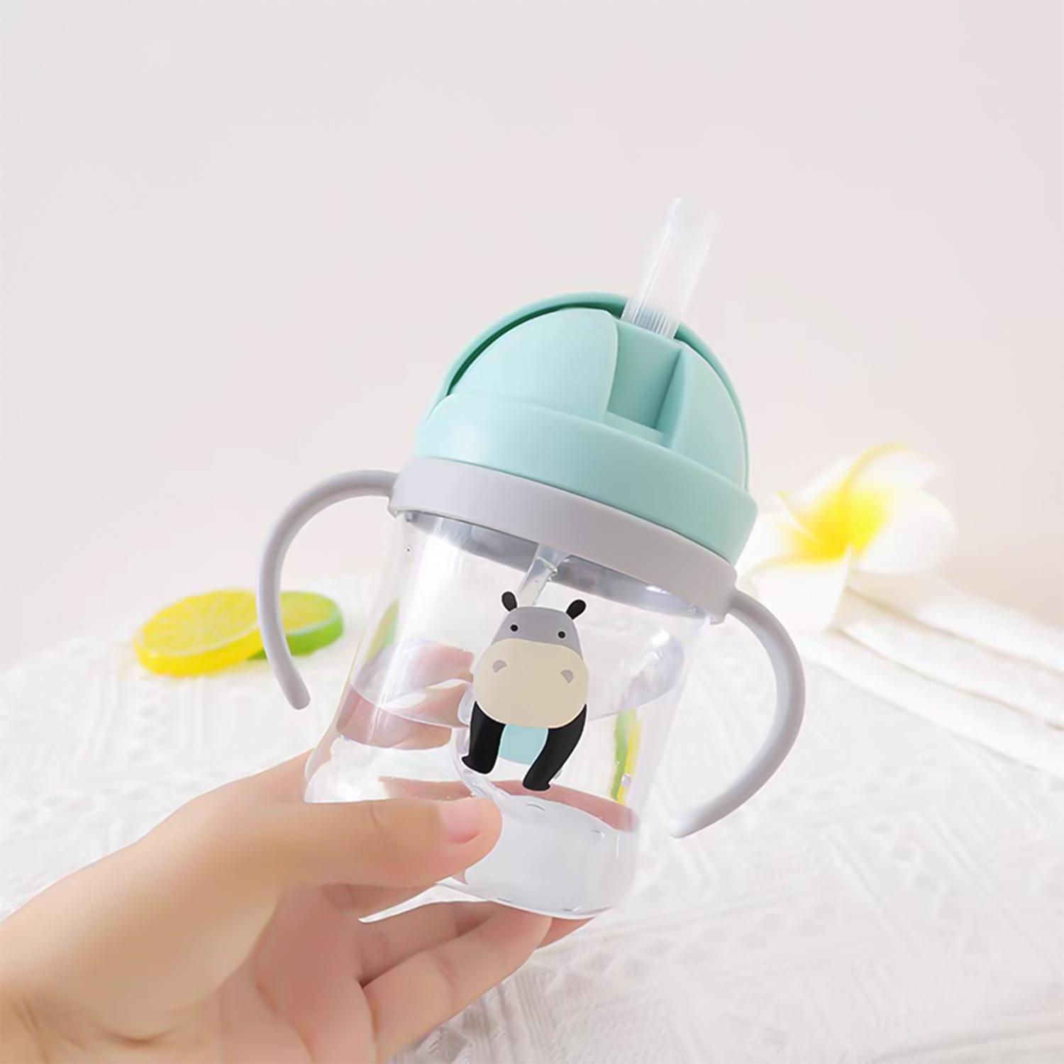 

1 шт. Детская кружка для питья объемом 250 мл, герметичная и устойчивая к падениям детская кружка с трубочкой, детские кружки с мультяшными героями, с ручкой и гравитационными шариками зелёный