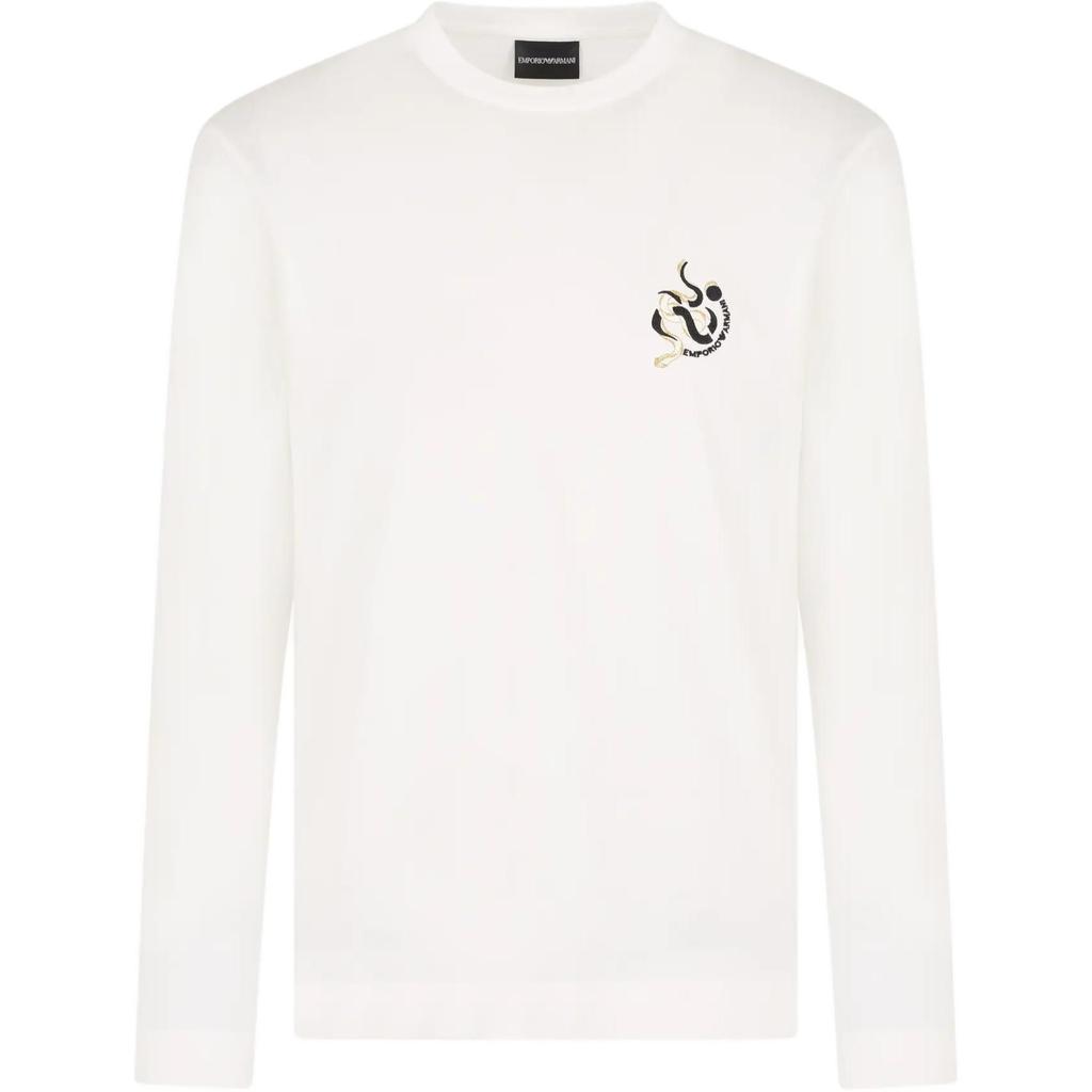 Emporio Armani FW24 Snake Year Limited Edition Animal Pattern Printed Long Sleeve T-Shirt Men Tops White EM001703-AF10017-U0003