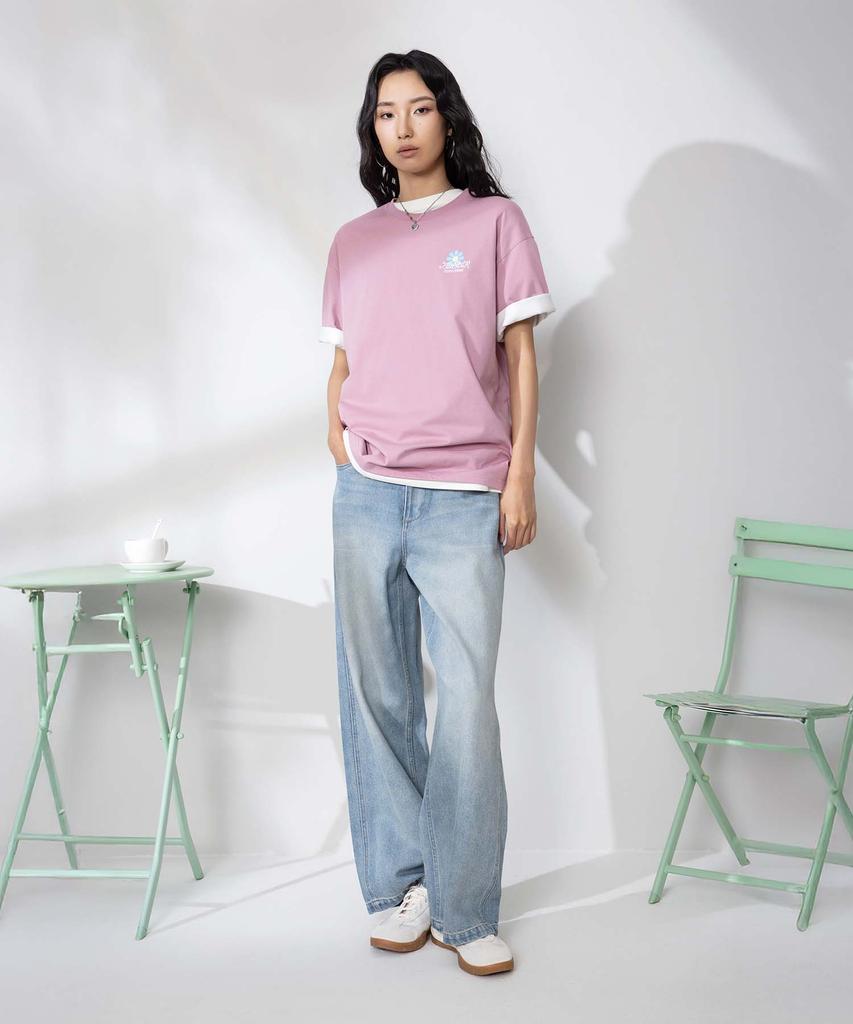 Keonbeoseu Sorona Flower Oversized Graphic T-Shirt Lilac Wcj772-Pcg