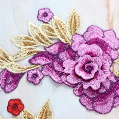 Fashion Elegant Red Embroidery Patch Floral Embroidery DIY Rose Floral Applique Decorative Applique