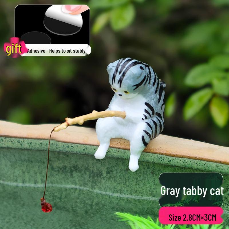 

Creative Cat & Fish Tank Mini Landscape Ornaments for Desktops