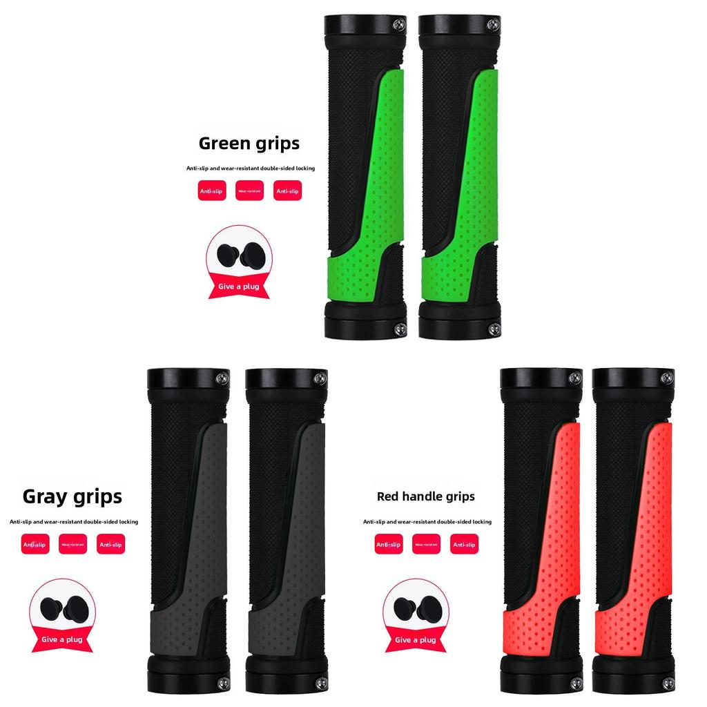 Bicycle Rubber Handlebar Grips With Locking Dual Sides Antislip For Mountain Bike Riding