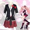 Anime-Spiel Danganronpa, Cosplay-Kostüm, Enoshima Junko Uniform, Kaffee-Arbeitskleidung, Kurzer Rock, Monokuma Kopfschmuck