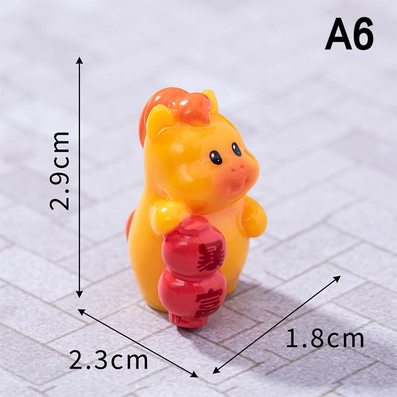 2026  Year Figurines Miniatures Cartoon Lucky Horse Micro Landscape Car Ornaments Home Desk Decorations Room Decor Gift