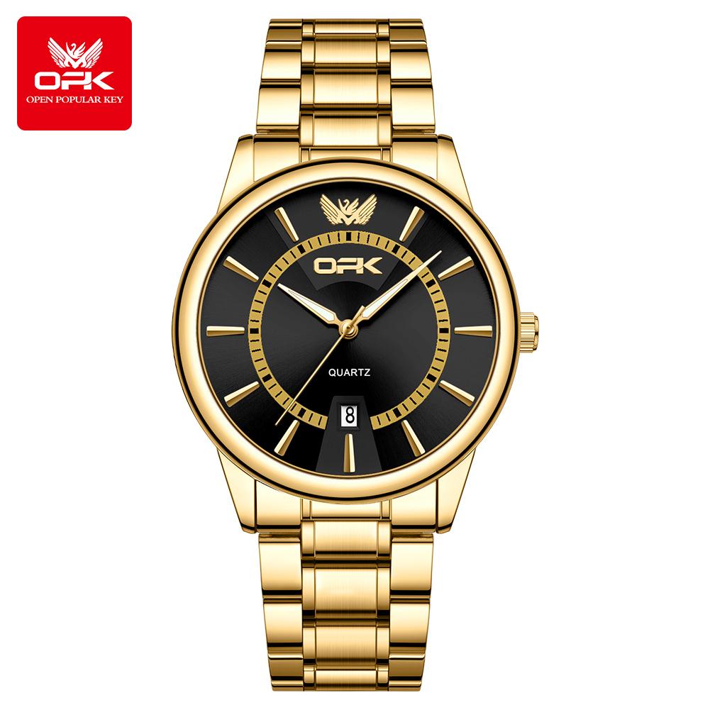 OPK 6036 Original Quartz Watches for Men Steel Strap Waterproof Auto Date Luminous Men's Wristwatches Simple Fashion Man Watch