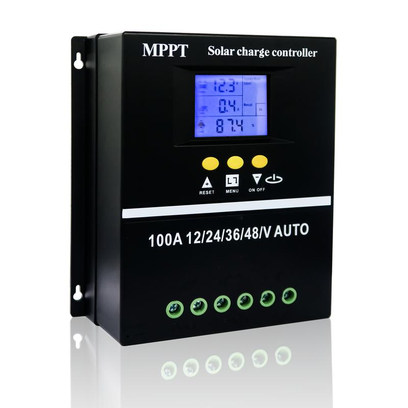 POWLSOJX 100A 80A 60A Solar Charge Controller 12V 24V 36V 48V Auto MPPT Focusing Regulator with Dual USB LCD Display for LiFePO4 60A