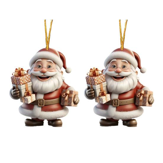 2/7 ks Vánoční Santa Claus Závěsná Dekorace Sváteční Párty Zimní Vánoční Strom 2D Plochá Akrylová Kreslená Závěsná Ozdoba Otec Vánoc