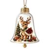 Holiday Home Atmosphere Enhancements 3D Christmas Bell Ornament, Winter Scene Clear Decoration with Santa Immersive Wonderland Ornaments Snowman