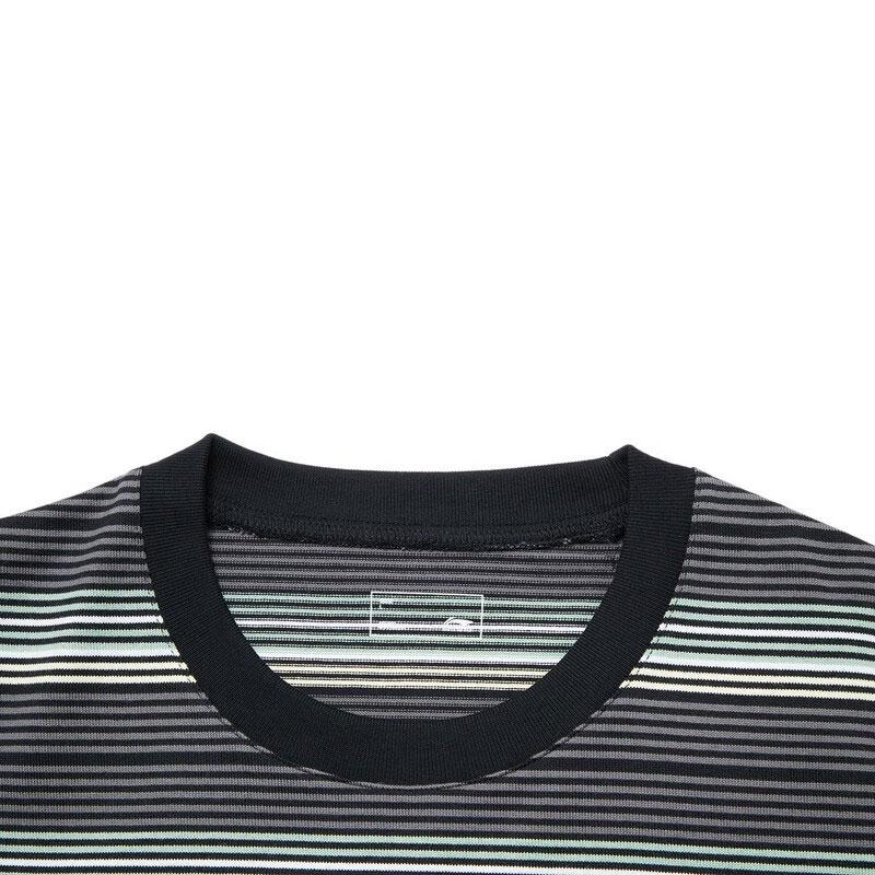 Li-Ning Striped Crew Neck Long Sleeve Sports T-Shirt Unisex Tops Black AHST719-4