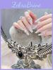 Women's Almond-shaped Cat Eye Nail Art With Stunning Rhinestones Removable False Nail Stickers
