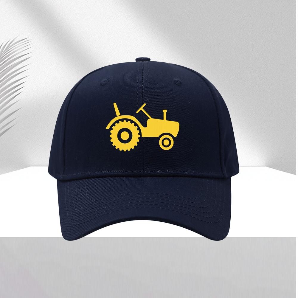 Yellow Tractor Graphic Polyester Baseball Cap Adjustable Unisex Outdoor Casual Farm Hat