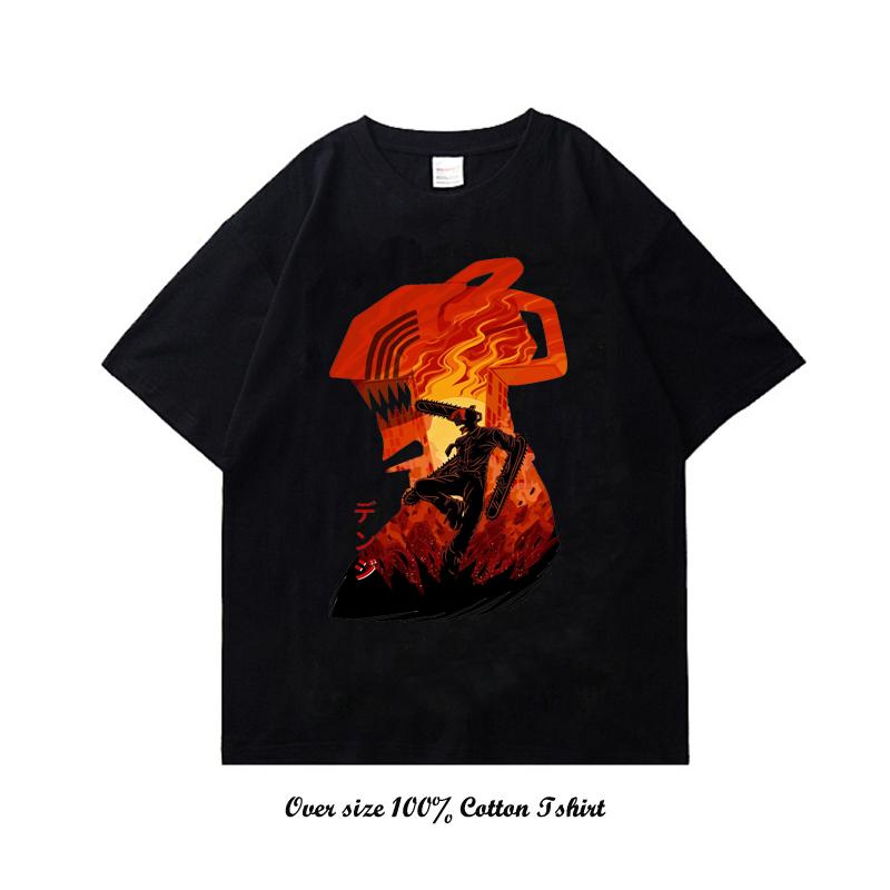 Unisex EU Japanese Anime Chainsaw Women T Shirt Cartoon Printing Cotton T-shirt Harajuku Graphic Tees Clothing Tops Tshirt Manga